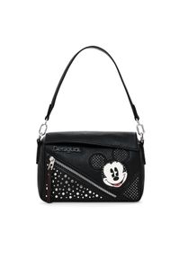Desigual Torebka Mickey Studstyle Phuk 24WAXP71 Czarny. Kolor: czarny. Materiał: skórzane