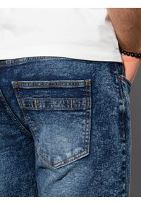 Ombre Clothing - Krótkie spodenki męskie jeansowe W305 - niebieskie - M. Kolor: niebieski. Materiał: jeans. Długość: krótkie. Sezon: lato. Styl: klasyczny #4