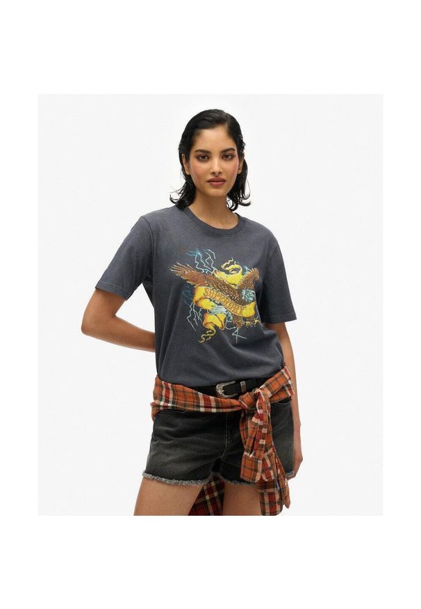 Superdry - Koszulka Rock Graphic Biker casual. Kolor: czarny