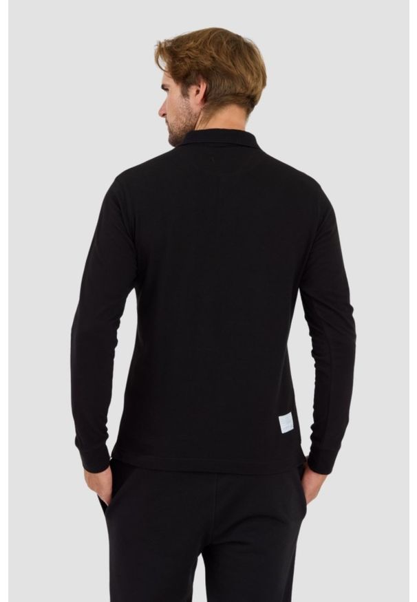 La Martina - LA MARTINA Czarny męski longsleeve polo Piquet Stretch, Rozmiar XXL. Typ kołnierza: polo. Kolor: czarny. Długość rękawa: długi rękaw