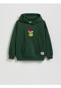 Reserved - Świąteczna bluza Grinch - ciemnozielony. Kolor: zielony. Materiał: dzianina, bawełna. Styl: wizytowy