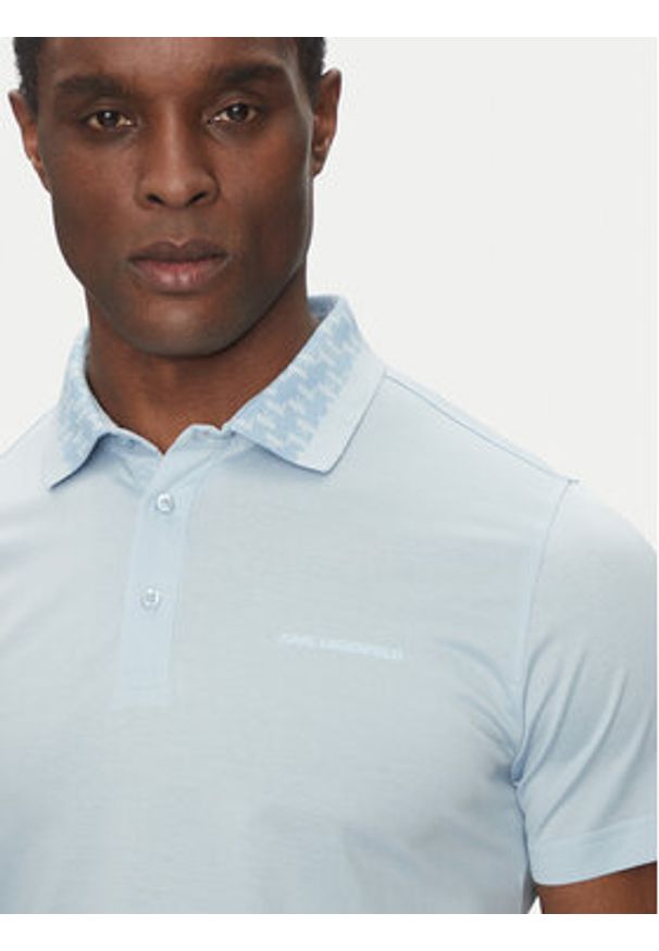 Karl Lagerfeld - KARL LAGERFELD Polo 745001 552200 Niebieski Slim Fit. Typ kołnierza: polo. Kolor: niebieski. Materiał: bawełna