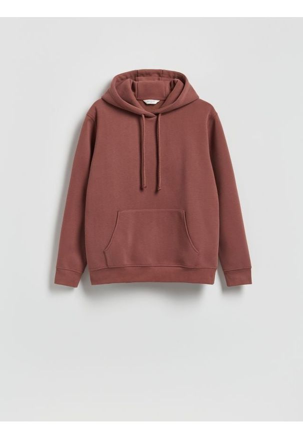 Reserved - Bluza z kapturem - bordowy. Typ kołnierza: kaptur. Kolor: czerwony. Materiał: bawełna, dzianina