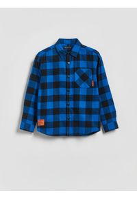 Reserved - Bawełniana koszula w kratę - niebieski. Kolor: niebieski. Materiał: bawełna #1