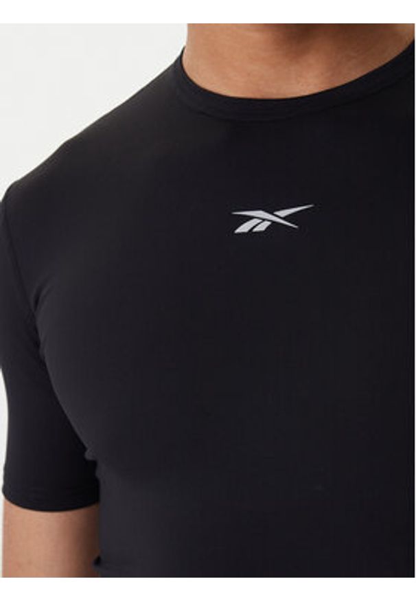 Reebok Koszulka techniczna RK25599CCM Czarny Slim Fit. Kolor: czarny. Materiał: syntetyk
