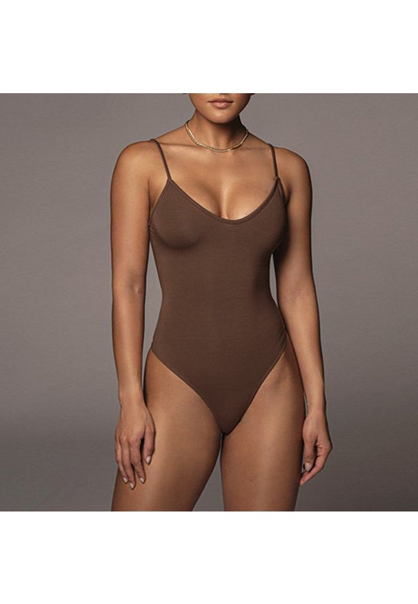 Intica - Body na ramiączkach z elastycznego materiału Robert. Materiał: materiał. Wzór: gładki