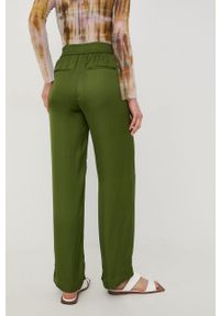 Herskind spodnie damskie kolor zielony proste high waist. Okazja: na co dzień. Stan: podwyższony. Kolor: zielony. Materiał: tkanina, guma. Styl: casual #3