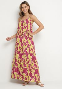 Born2be - Jasnozielona Rozkloszowana Sukienka na Ramiączkach z Wiskozowej Tkaniny w Kwiaty Sepelvia. Okazja: na co dzień. Typ kołnierza: dekolt w kształcie V. Kolor: zielony. Materiał: wiskoza, tkanina. Długość rękawa: na ramiączkach. Wzór: kwiaty. Sezon: lato. Styl: elegancki, casual #1