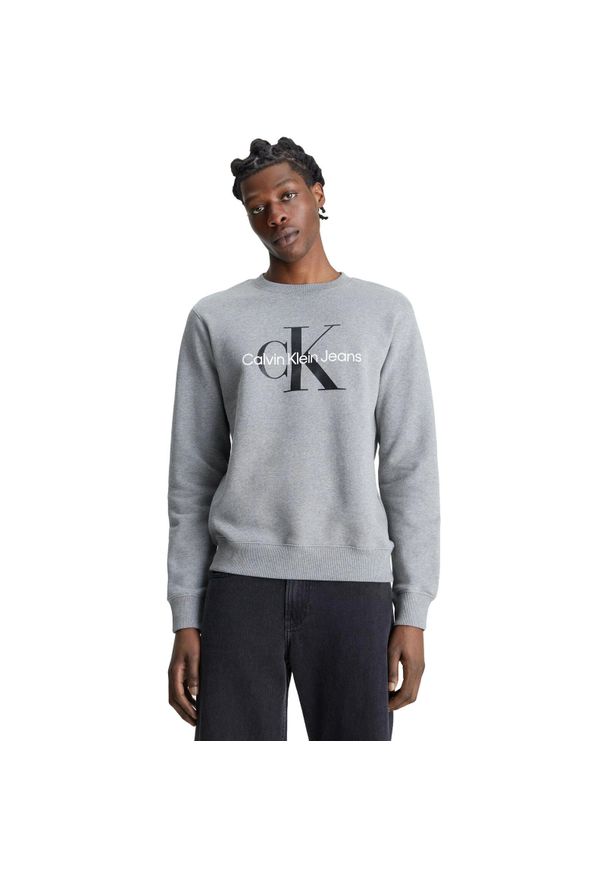 Bluza Calvin Klein Core Monogram, Mężczyźni. Kolor: szary. Materiał: materiał, bawełna