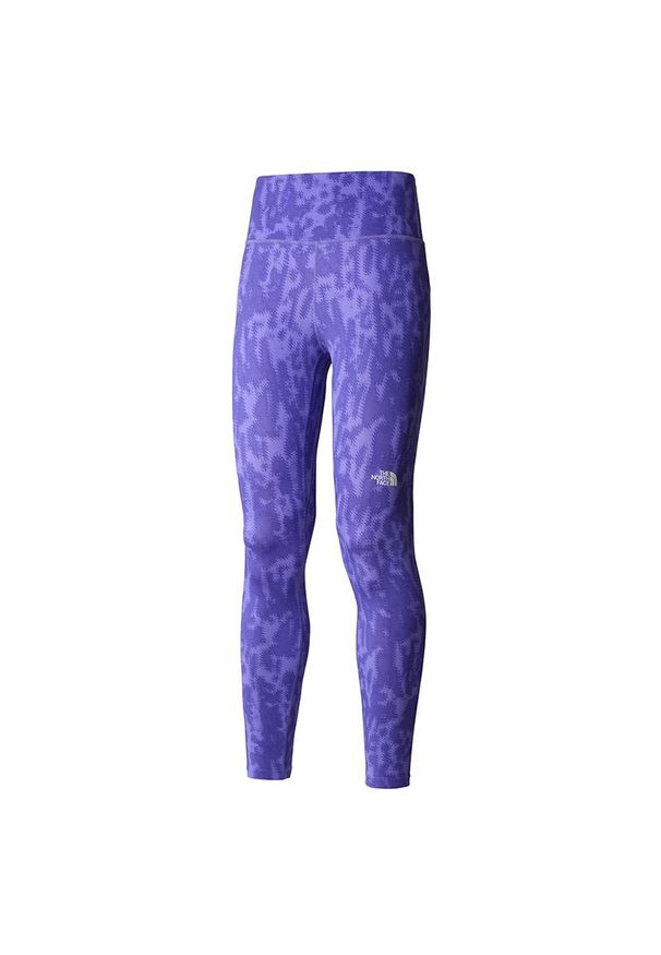 Legginsy The North Face Flex 0A886RWI01 - fioletowe. Stan: podwyższony. Kolor: fioletowy. Materiał: poliester, elastan, materiał. Wzór: aplikacja