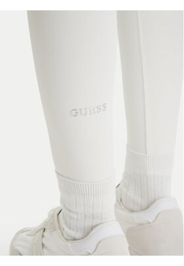 Guess Legginsy V6RB11 KD952 Écru Slim Fit. Kolor: kremowy. Materiał: syntetyk