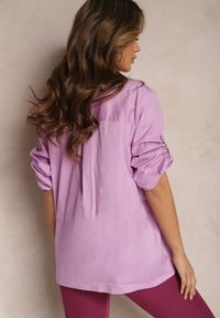 Renee - Fioletowa Oversizowa Koszula Bawełniana o Klasycznym Kroju Alattia. Kolor: fioletowy. Materiał: bawełna. Styl: klasyczny #5