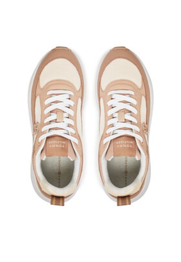 TOMMY HILFIGER - Tommy Hilfiger Sneakersy Th Chunky Runner FW0FW08474 Beżowy. Kolor: beżowy. Materiał: skóra