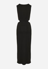 Born2be - Czarna Sukienka z Wiskozą Ozdobiona Wycięciami i Metalową Aplikacją Odivaria. Kolor: czarny. Materiał: wiskoza. Wzór: aplikacja. Styl: klasyczny #4