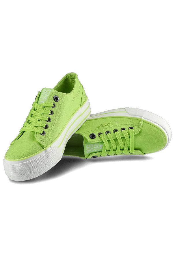Big-Star - Zielone Trampki Big Star Buty Damskie Półbuty. Kolor: zielony. Materiał: materiał, tkanina, dresówka, guma. Szerokość cholewki: normalna. Obcas: na platformie