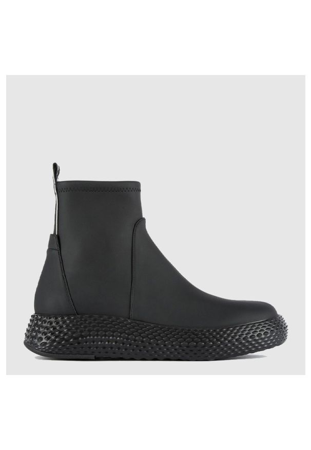 Emporio Armani - EMPORIO ARMANI Czarne botki damskie. Kolor: czarny