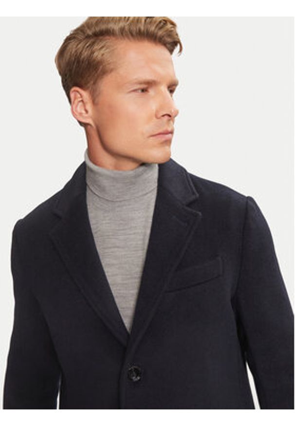 Liu Jo Płaszcz wełniany QXX009 T2583 Granatowy Regular Fit. Kolor: niebieski. Materiał: wełna