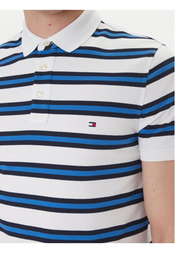 TOMMY HILFIGER - Tommy Hilfiger Polo 1985 MW0MW17771 Niebieski Slim Fit. Typ kołnierza: polo. Kolor: niebieski. Materiał: bawełna