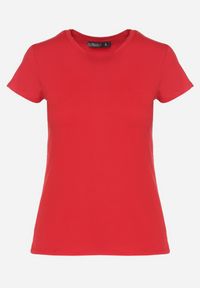 Born2be - Czerwony Bawełniany Klasyczny T-shirt Lunolia. Okazja: na co dzień. Kolor: czerwony. Materiał: bawełna. Wzór: gładki. Styl: klasyczny #5