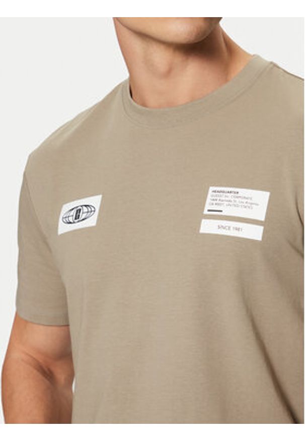 Guess T-Shirt Z5RI14 J1314 Beżowy Regular Fit. Kolor: beżowy. Materiał: bawełna