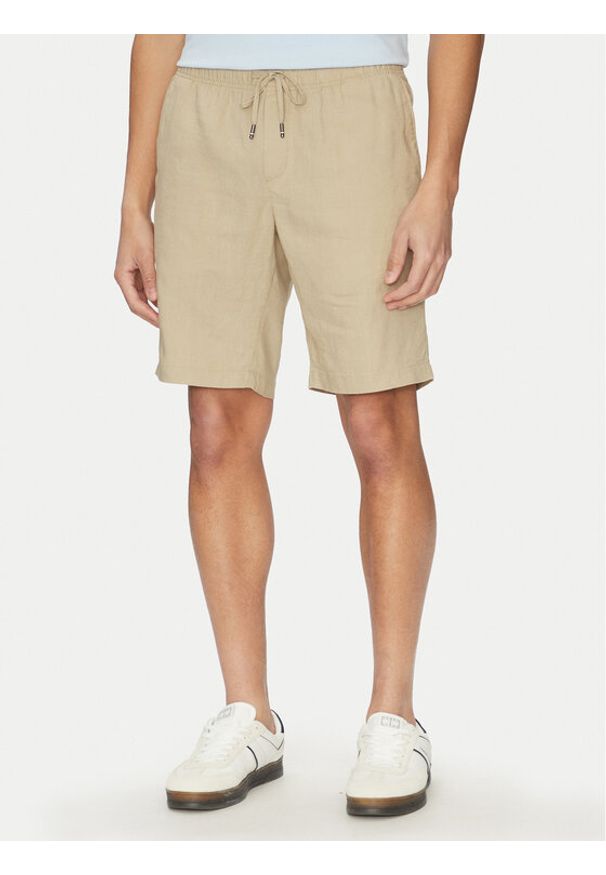 TOMMY HILFIGER - Tommy Hilfiger Szorty materiałowe Harlem MW0MW37804 Beżowy Regular Fit. Kolor: beżowy. Materiał: len
