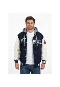 PITBULL - Kurtka przejściowa męska Pitbull z kapturem Falcon Ridge. Typ kołnierza: kaptur. Kolor: niebieski. Sport: turystyka piesza