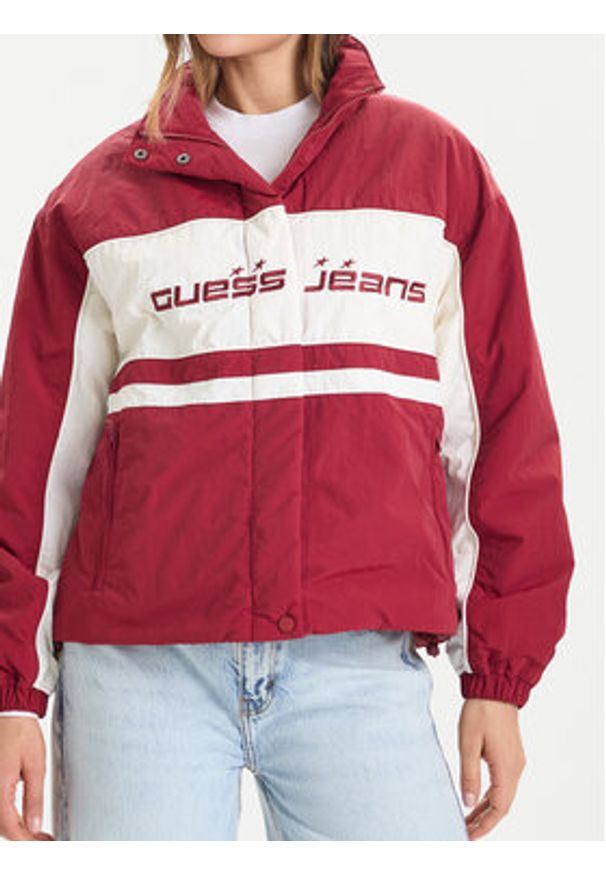 Guess Jeans Kurtka przejściowa W5BL11 WGYL2 Czerwony Regular Fit. Kolor: czerwony. Materiał: syntetyk