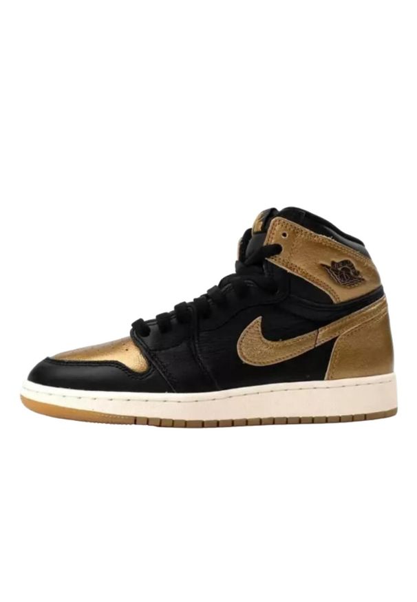 Buty do chodzenia dla dorosłych Air Jordan 1 Retro High OG Black Metallic Gold. Kolor: brązowy. Sport: turystyka piesza