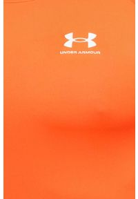 Under Armour t-shirt treningowy kolor czerwony gładki. Kolor: pomarańczowy. Materiał: skóra, materiał. Długość rękawa: raglanowy rękaw. Wzór: gładki #3