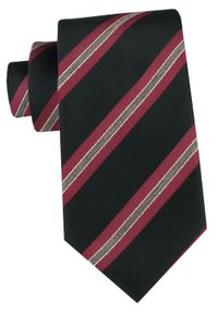 Klasyczny Krawat Klubowy - Alties - Czarny w Prążek. Kolor: czarny. Materiał: tkanina. Wzór: prążki. Styl: klasyczny #1