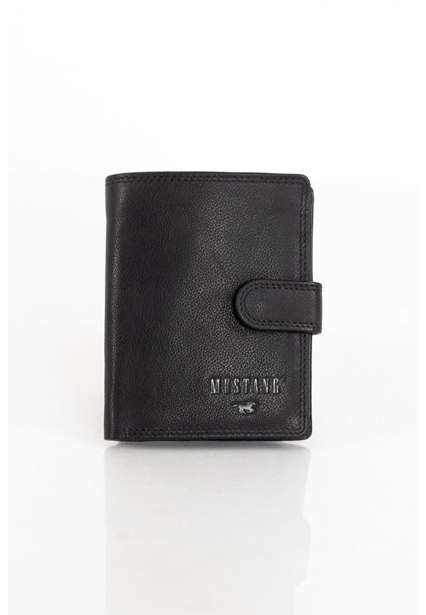 Męski Portfel Skórzany Czarny Mustang Denimo Wallet. Kolor: czarny. Materiał: skóra