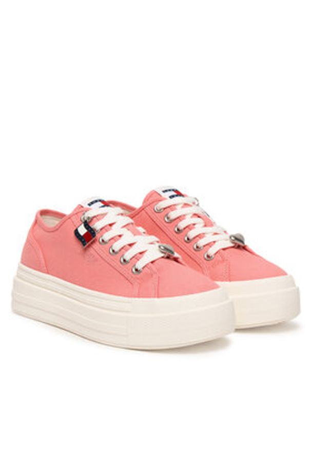 Tommy Jeans Sneakersy Tjw Flatform Sneaker Charms EN0EN02959 Różowy. Kolor: różowy. Materiał: materiał