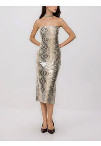 Reserved - Sukienka midi w zwierzęcy wzór - wielobarwny. Materiał: dzianina. Wzór: motyw zwierzęcy. Długość: midi #1