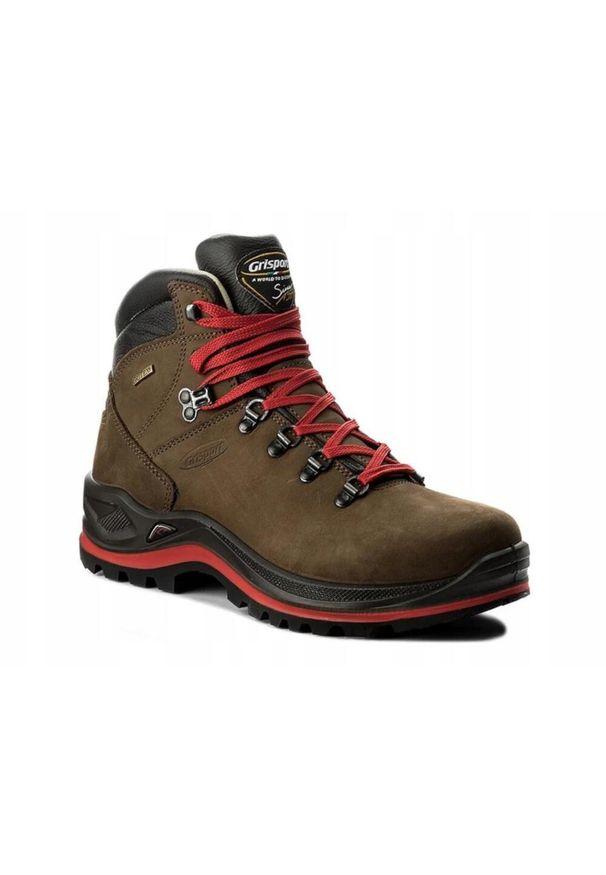 Grisport - Buty trekkingowe męskie GRISPORT wysokie wodoodporne skóra. Zapięcie: sznurówki. Kolor: wielokolorowy, czarny, brązowy. Materiał: skóra. Szerokość cholewki: normalna. Sport: turystyka piesza