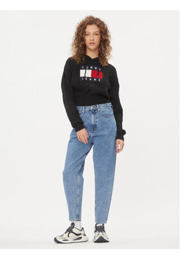 Tommy Jeans Sweter Center Flag DW0DW16528 Czarny Regular Fit. Kolor: czarny. Materiał: syntetyk