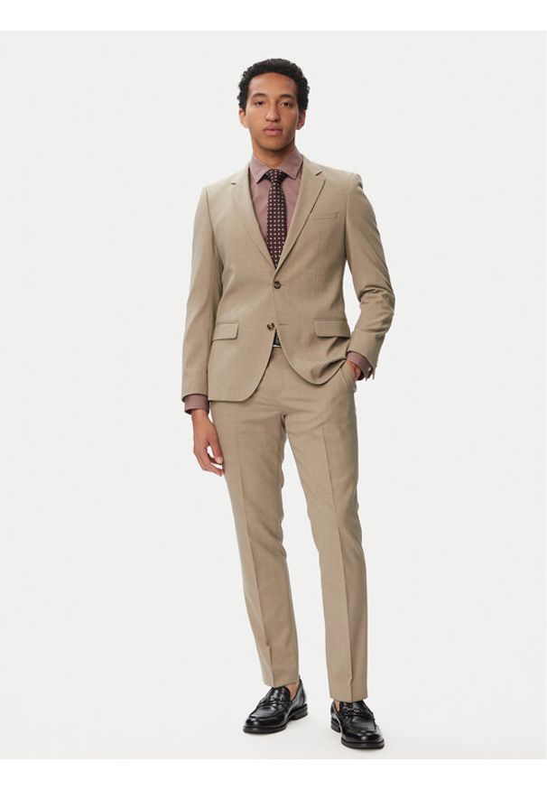 Hugo - HUGO Garnitur Henry/Getlin232X 50557616 Beżowy Slim Fit. Kolor: beżowy. Materiał: syntetyk