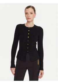 Elisabetta Franchi Kardigan MK-49S-57E2 Czarny Slim Fit. Kolor: czarny. Materiał: wiskoza