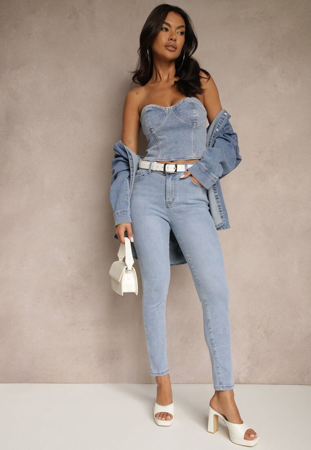 Renee - Niebieskie Jeansy Skinny Push Up Regular Waist Nenoria. Okazja: na co dzień. Kolor: niebieski. Styl: casual, elegancki