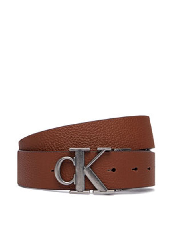Calvin Klein Pasek Ck Buckle Tumbled 35Mm Adj/Rev LV04D7049G Brązowy. Kolor: brązowy. Materiał: skóra