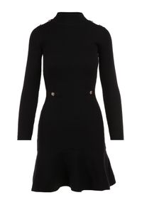 Born2be - Czarna Sukienka Dzianinowa Taerara. Typ kołnierza: kołnierzyk stójkowy. Kolor: czarny. Materiał: dzianina. Długość rękawa: długi rękaw. Typ sukienki: dopasowane. Długość: mini #3