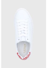 Lauren Ralph Lauren buty skórzane ANGELINE II kolor biały na platformie. Nosek buta: okrągły. Zapięcie: sznurówki. Kolor: biały. Materiał: skóra. Obcas: na platformie