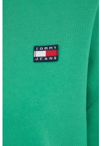Tommy Jeans bluza bawełniana damska kolor zielony z kapturem gładka. Typ kołnierza: kaptur. Kolor: zielony. Materiał: bawełna. Wzór: gładki #3