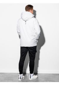 Ombre Clothing - Kurtka męska zimowa C450 - biała - XXL. Kolor: biały. Materiał: poliester. Wzór: aplikacja. Sezon: zima #7