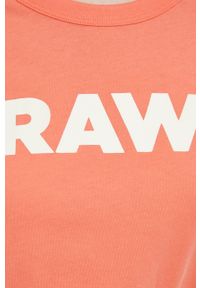 G-Star RAW - G-Star Raw t-shirt bawełniany. Okazja: na co dzień. Kolor: pomarańczowy. Materiał: bawełna. Długość rękawa: krótki rękaw. Długość: krótkie. Wzór: nadruk. Styl: casual #5