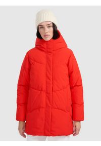 4f - 4F Kurtka puchowa z wypełnieniem syntetycznym damska - czerwona XXL. Okazja: na co dzień. Kolekcja: moda ciążowa. Kolor: czerwony. Materiał: syntetyk, puch. Sezon: zima. Styl: casual #1