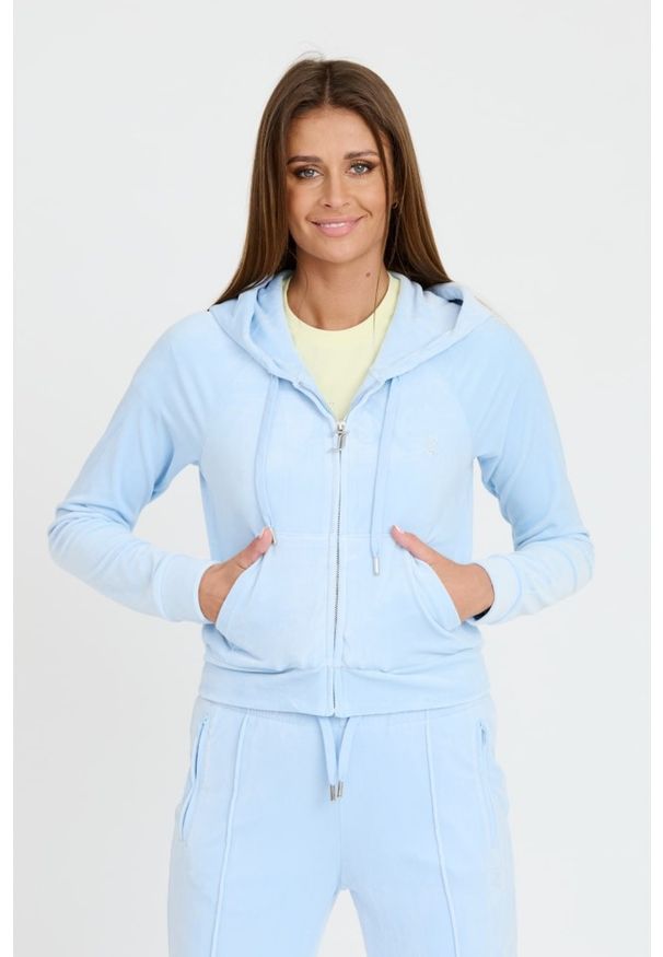 Juicy Couture - JUICY COUTURE Błękitna bluza Madison Hoodie. Kolor: niebieski