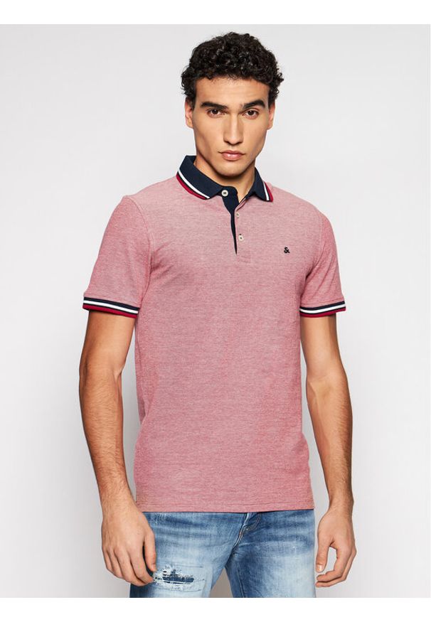 Jack & Jones - Jack&Jones Polo Paulos 12136668 Czerwony Slim Fit. Typ kołnierza: polo. Kolor: czerwony. Materiał: bawełna