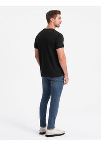 Ombre Clothing - Klasyczny T-shirt męski bawełniany BASIC - czarny V1 OM-TSBS-0146 - XXL. Kolor: czarny. Materiał: bawełna. Styl: klasyczny #3