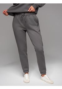 Ombre Clothing - Komplet dresowy UNISEX w stylu athleisure ze spodniami i bluzą - szary V18. Okazja: do domu. Kolor: szary. Materiał: dresówka. Wzór: aplikacja