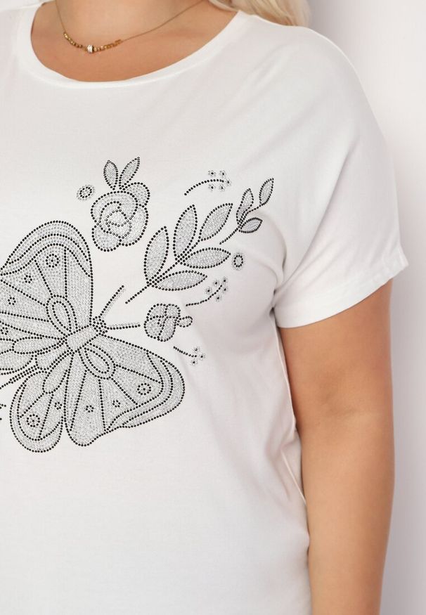 Born2be - Biały Klasyczny Bawełniany T-shirt z Nadrukiem Wiloa. Kolor: biały. Materiał: bawełna. Wzór: nadruk. Styl: klasyczny